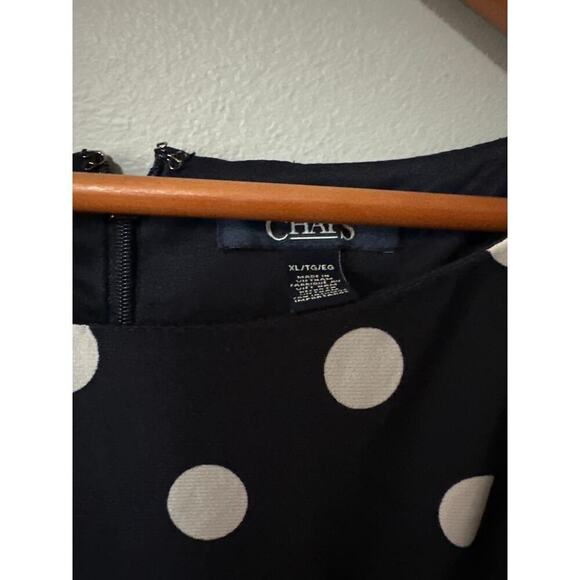 Womens Size XL Chaps Navy and White Polka Dot Dress - Picture 2 of 5